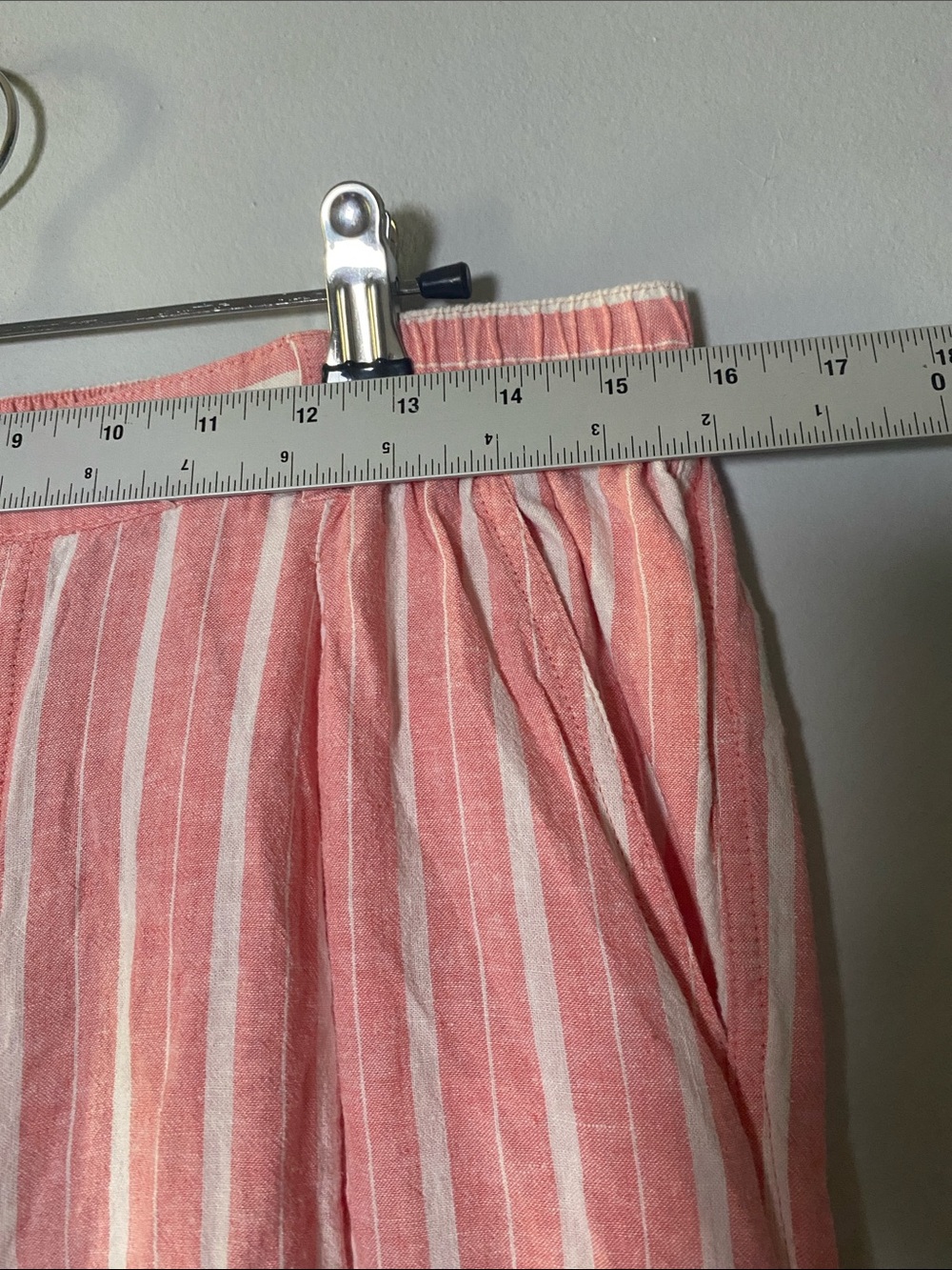 Aerie Pool-To-Party Linen Blend High Waisted Trouser Large Coral White Stripe - Picture 12 of 15